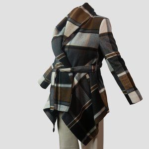 Chicwish Women's Plaid / Checkered Wrap Coat with Turn-Down-Shawl Collar